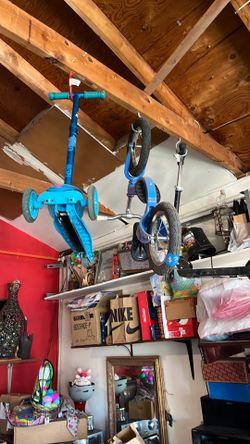 Scooters and child bike