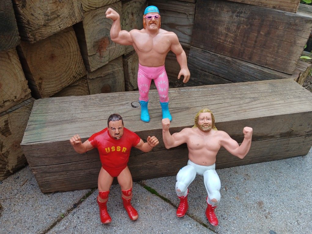 6 Vintage Titan Wwa Wrestling Figures