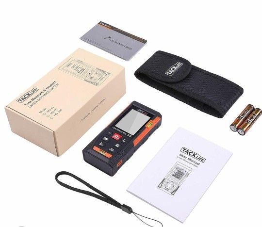 TACKLIFE Laser Measure,196Ft Mute Laser Distance Meter with 2 Bubble Levels, Pythagorean Mode -HD60
