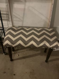 Upholstered Bench with Chevron Fabric