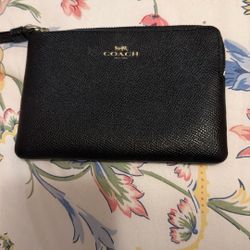 Coach Black Leather Wristlet