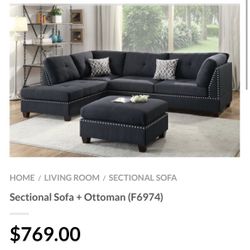 Black Sectional Sofa With Ottoman 