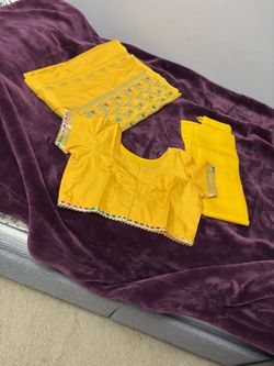 3pc Yellow Saree