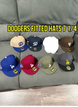 MLB new era Los Angeles dodgers blue Burgundy olive green grey tan brown patches reg 59fifty fitted hats size 7 1/4