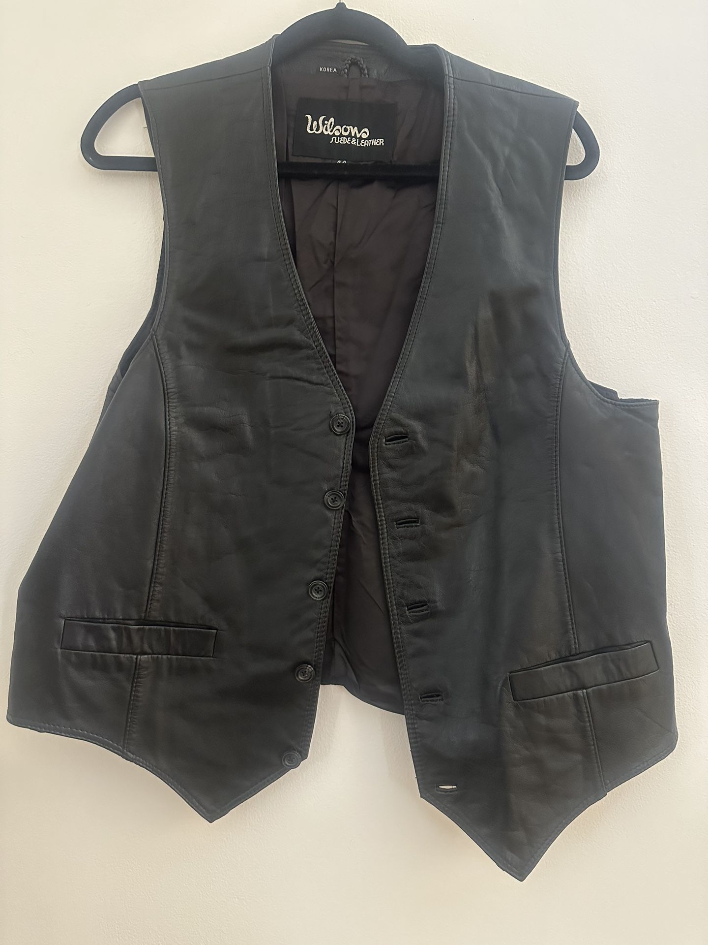 Wilsons Black Suede & Leather Men’s Genuine Leather Vest – Size 44