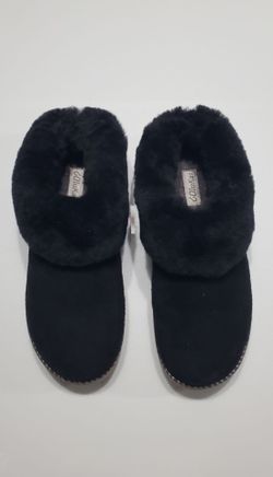 OluKai Ku'i Leather Shearling Lined Mule Slippers Black Women's US 10