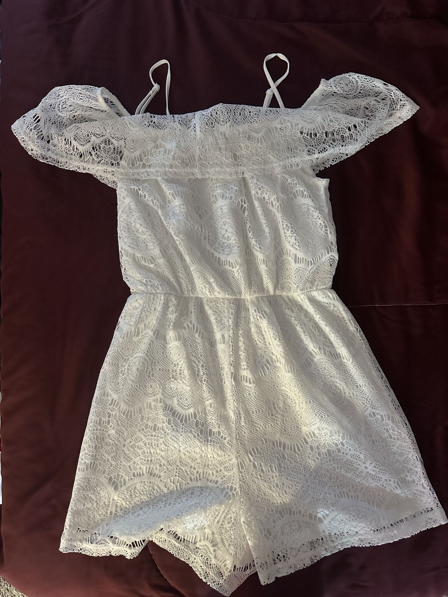 Ultra flirt, Crochet White Romper With Shorts (M)