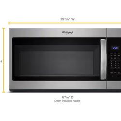 New in box Whirlpool 30 in. 1.7 cu. ft. Over the Range Microwave in Stainless Steel with Electronic Touch Controls Bc