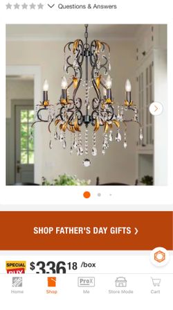 26 in. Mid-Century French Style 6-Light Crystal Chandelier in Matte Black and Antique Gold Finish