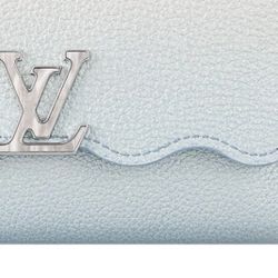 LOUIS VUITTON Capucines Portefeuille, letter logo, snap closure, grained calf leather, Capucines wallet, women's style, blue(166)54