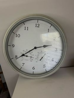 Large Wall Clock with Thermometer and Humidity Gauge