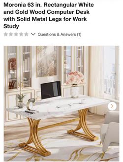 Moronia 63 in. White and Gold Computer Desk