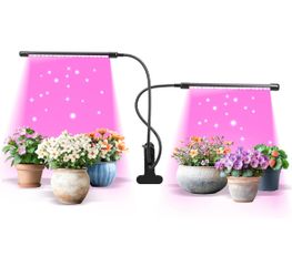 iPower LED Grow Lights for Indoor Plants, Full Spectrum Plant Growing Lamp with Red Blue LEDs, 11-Level Dimmable, Auto On Off with 3/9/12H Timer, 2 Tu