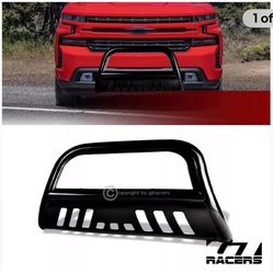 For 2019-2021 Silverado/Sierra 1500 Blk Bull Bar Brush Push Bumper Grille Guard