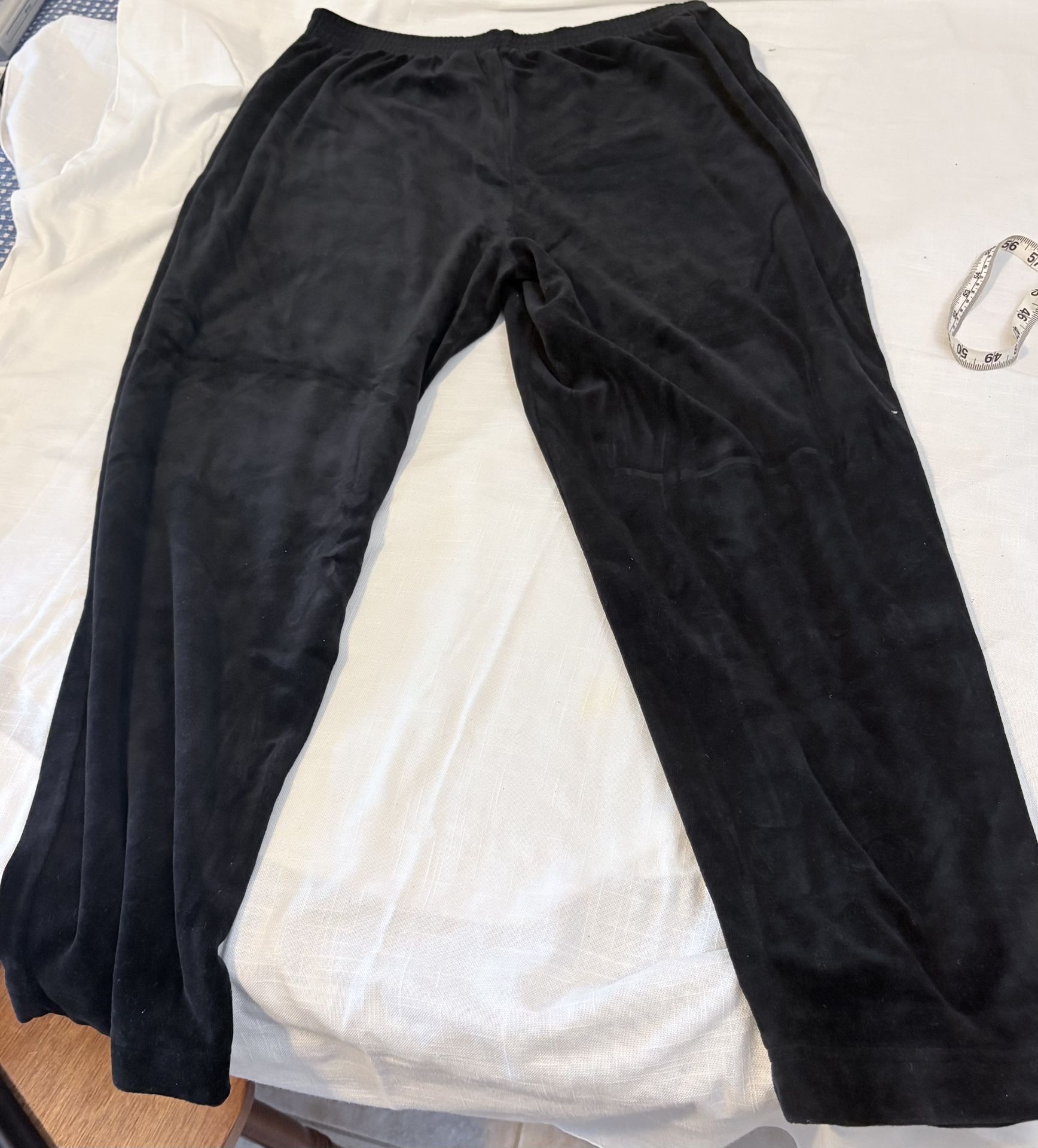 Women's Pants Velvet Velour Black Elastic Waist Black