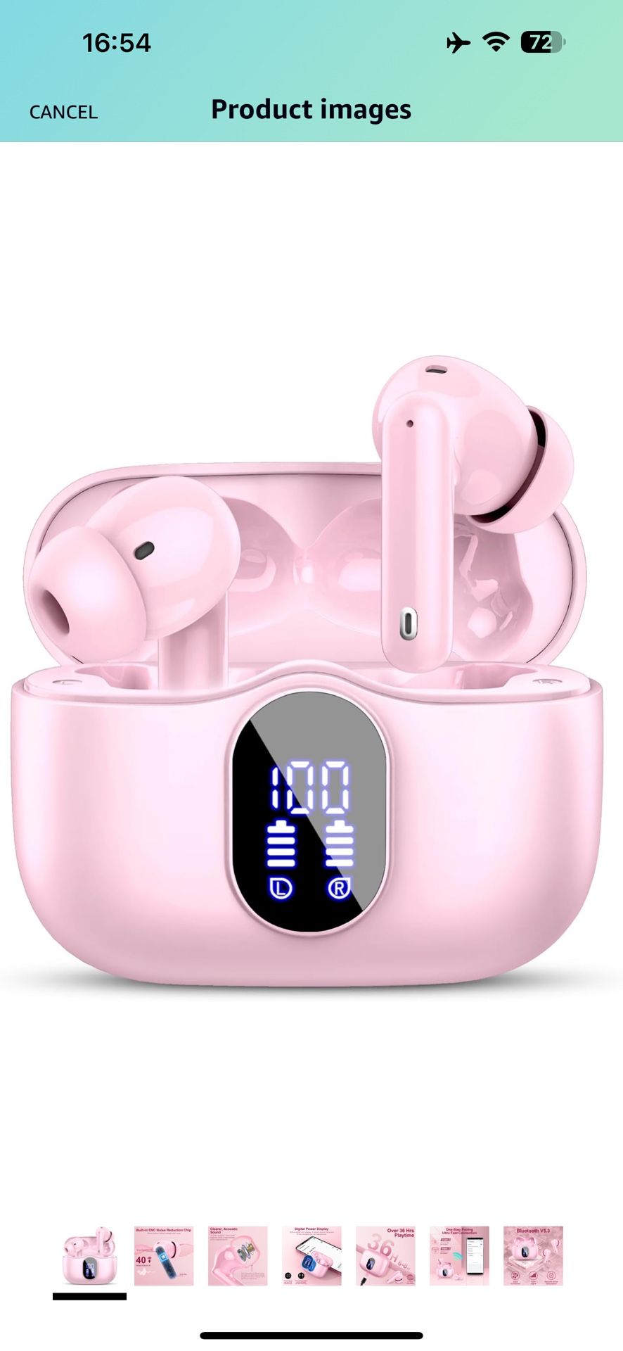 Wireless Earbuds, 2024 Bluetooth 5.3 Headphones Bass Stereo, Ear Buds with Noise Cancelling Mic LED Display, in Ear Earphones IP7 Waterproof, 36H Play