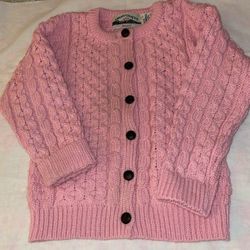 Girl’s Cable Knit Made In Ireland Cardigan Sweater