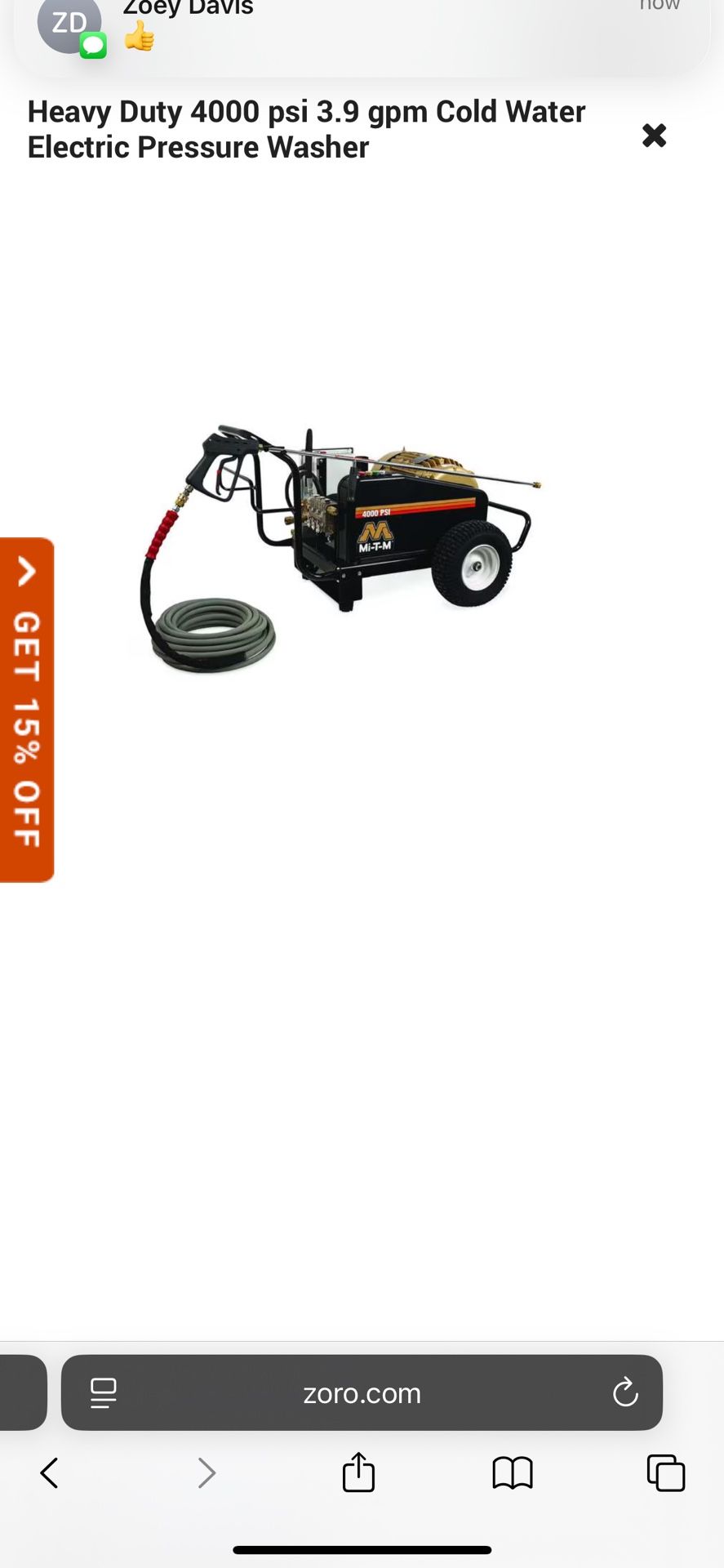 Heavy Duty 4000 psi 3.9 gpm Cold Water Electric Pressure Washer Mfr # CW-4004-1ME3