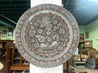 Vintage Round Metal Persian Tray