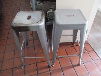 (2) Industrial Style Metal Backless Bar Stools
