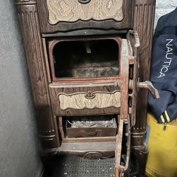 Antique porcelain wood-burning stove