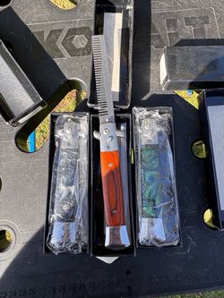 Stiletto Switchblade Folding Knives Set of 3