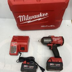 M18 FUEL ONE-KEY 18V Li-Ion Brushless Cordless 1/2 in. High-Torque Impact Wrench with Friction Ring, Resistant Batteries by Milwaukee