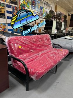 Foldable metal futon sofa bed with cushion mattress