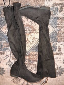 Black Suede Over-the-Knee Flat Boot