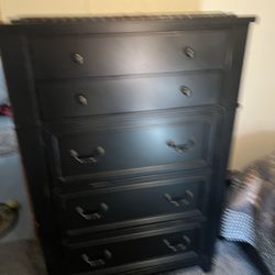Queen size primitive bed, and dresser