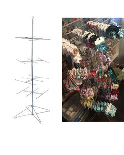 4-Tier Chrome Wire Spinner Rack (4 tiers - space 12 apart) - Rotating Jewelry Display Organizer