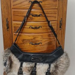 Faux Fur Handbag GUESS Black In Faux Fur