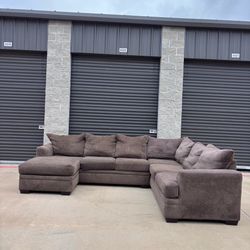 Brown U-Shape Sectional. Free Delivery.