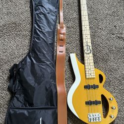 Borealis Jazz bass, gig bag, and Leather strap