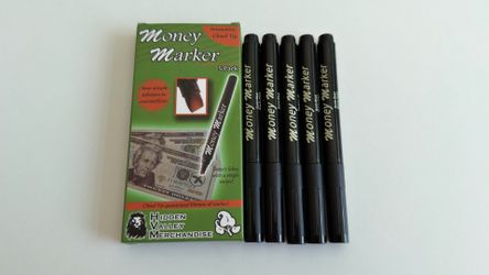 HVM Counterfeit Money Detector Pen (5 Counterfeit Pens) - Money Marker Bill Detector Pen with Upgraded Chisel Tip - Detect Fake Bills, Universal False