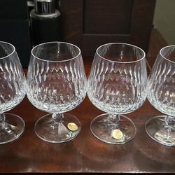 Vintage Schott-Zwiesel cut crystal brandy snifters celebration collection set of 4.