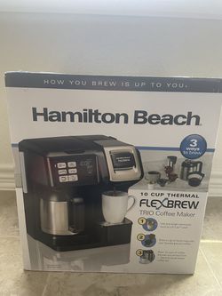  Hamilton Beach FlexBrew Trio 2-Way Coffee Maker, Compatible  with K-Cup Pods or Grounds, Combo, Single Serve & Full 10c Thermal Pot,  Black and Stainless: Home & Kitchen