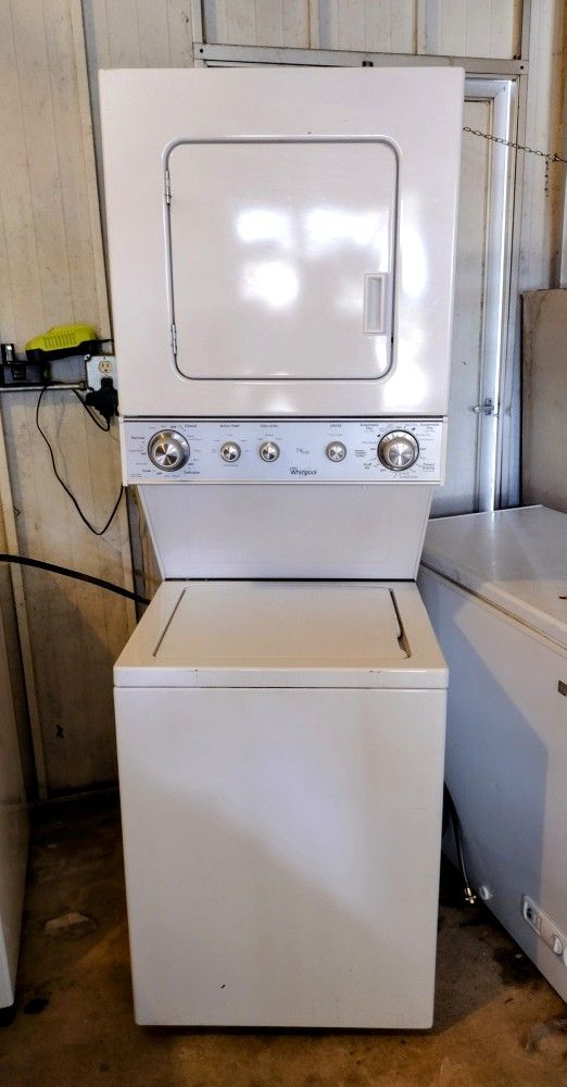 🍀WHIRLPOOL Washer Dryer ThinTwin Stacked Combo USED WET4024EW0 Excellent Condition