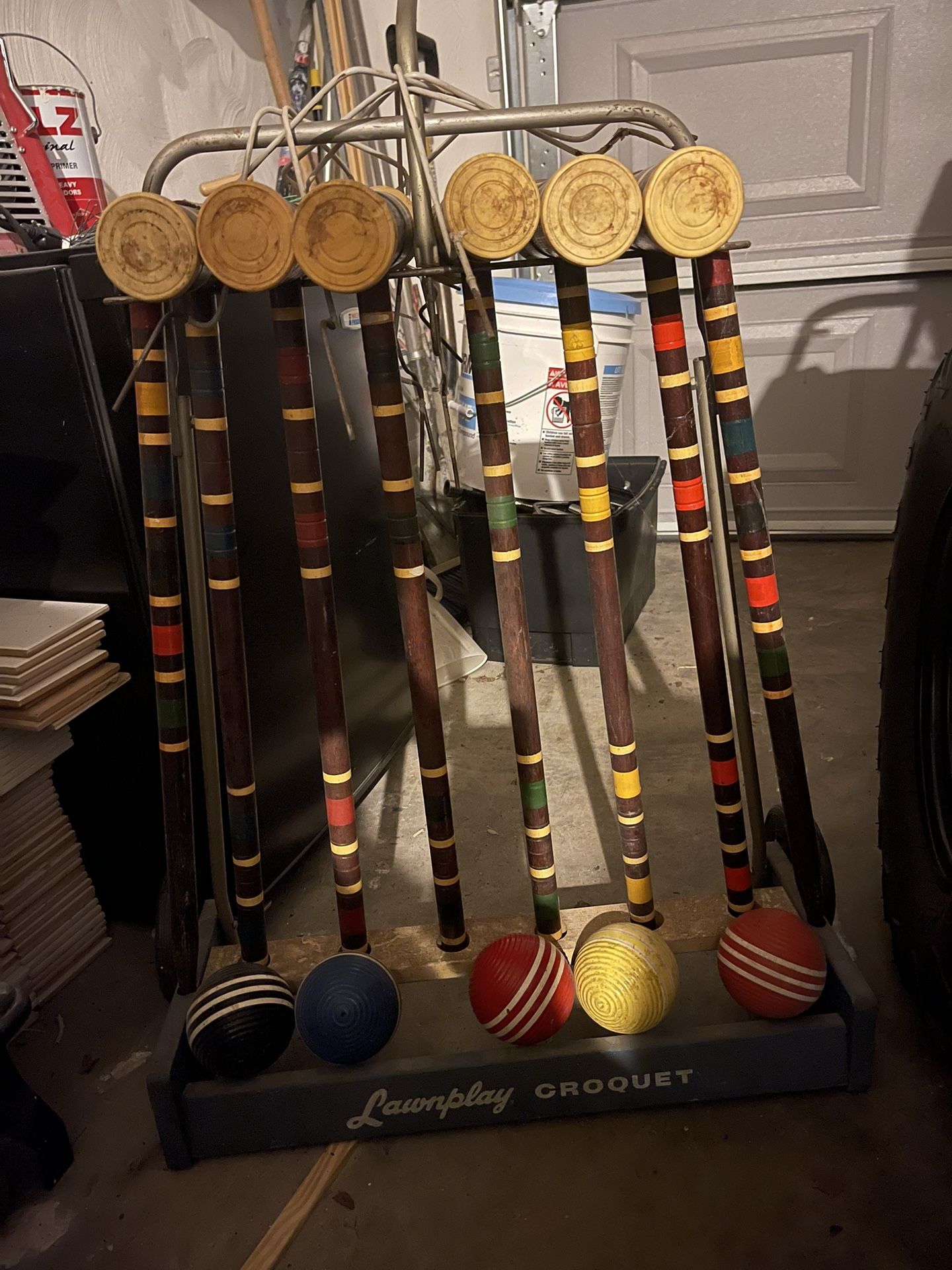 Vintage Croquet Set With Cart