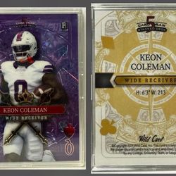 2024 Wild Card 5 Card Draw Stacked Deck - Keon Coleman - Purple Queen of Spade