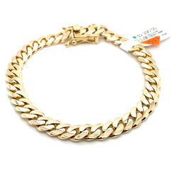 14k Gold Bracelet 8” Solid Flat Cuban 7.2mm 27.1grams 145472 11