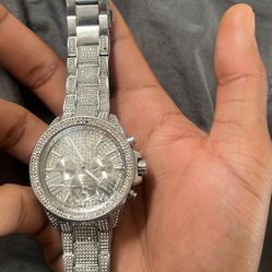 Michael Kors Oversized Camille Pavé Silver-Tone Watch
