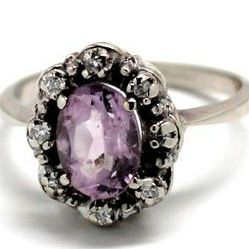 Ladies Amethyst/14K White Gold Birthstone Ring
