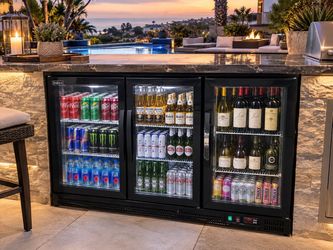 Commercial Back Bar Cooler with 3 Doors,11.4 Cu.Ft Under Counter Beverage Refrigerator, Commercial Display Drink Fridge, LED Lighting For Beer Wine So