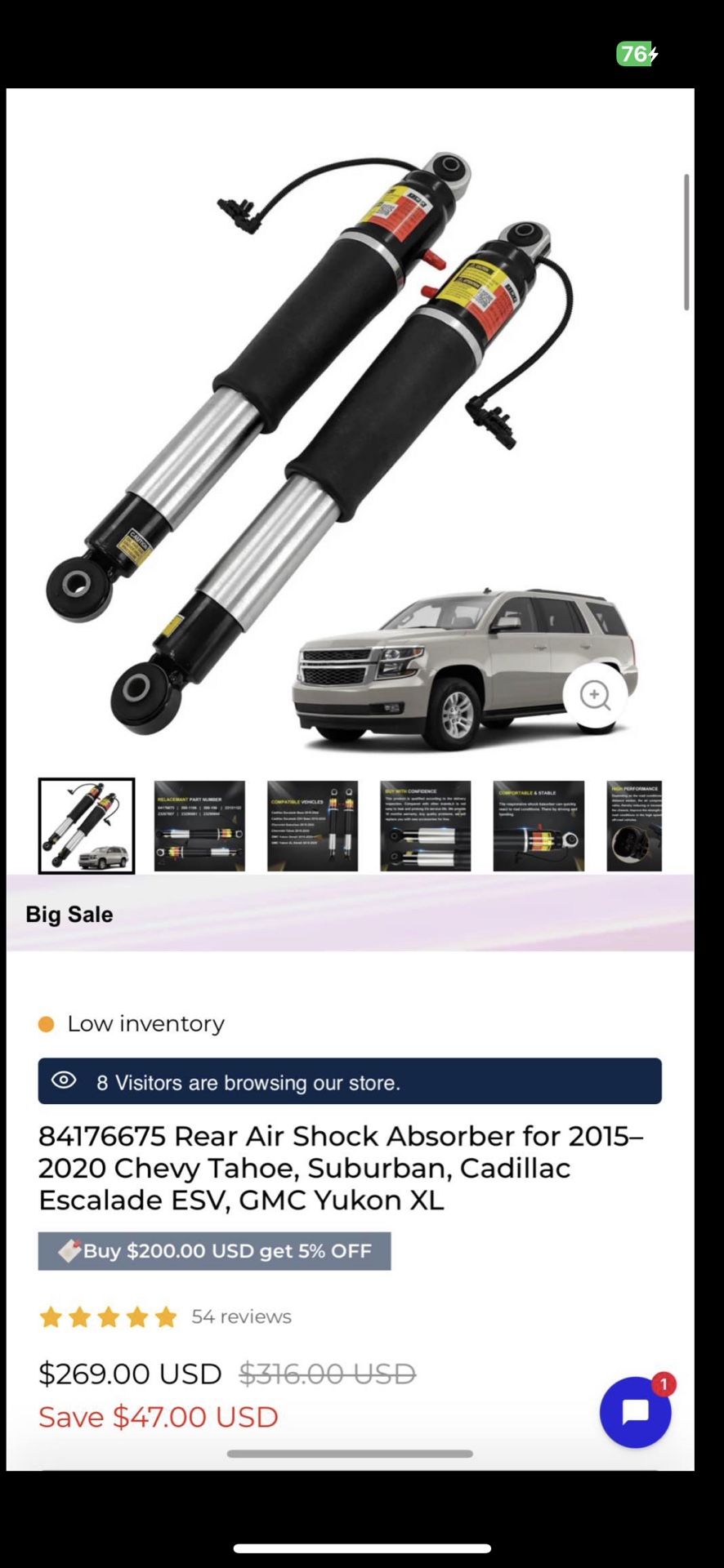 (contact info removed)5 2 PCS Rear Strut Shock Absorber Magnetic C ontrol Compatible With 2015-2022 Chevy Tahoe Suburban Escal ade ESV Yukon XL