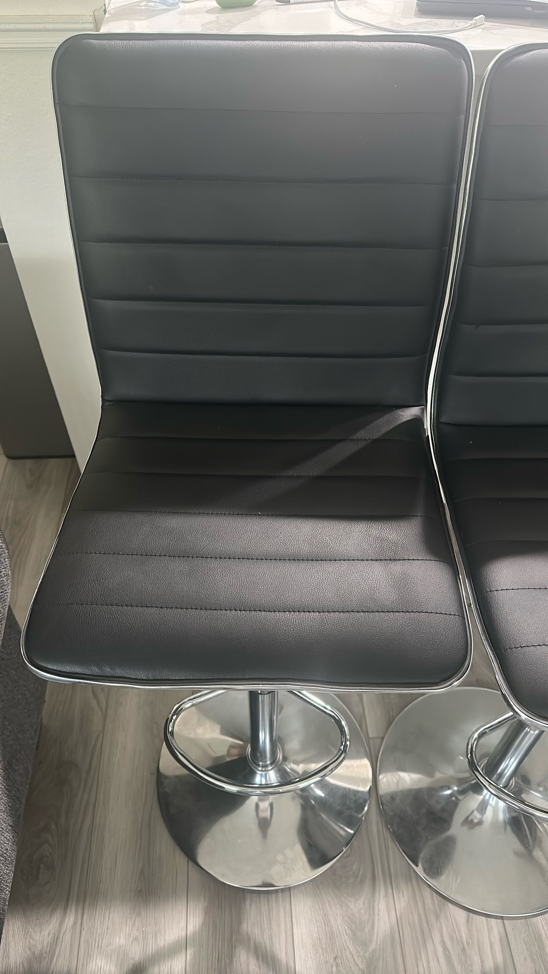 3 Adjustable Black & Silver Bar Stools/Chairs