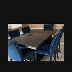 Marble Table And 6 Bar Stools Good Condition 