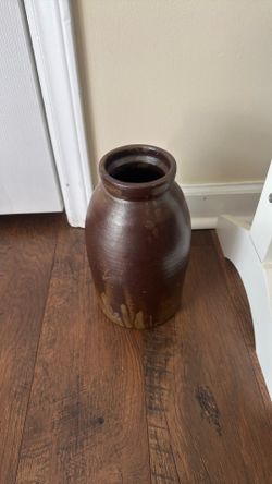 Antique brown, glazed stoneware crocks