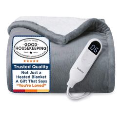 Bedsure Heated Blanket Throw Blanket - Fast Heating Electric Blanket, Soft Flannel Heated Throw with 4 Time Settings, 6 Heating Settings, Warm Gifts f