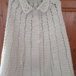 60s 70s  hand-crochet poncho, One size 